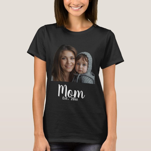 Mum Established Black Modern Script T-Shirt (Front)