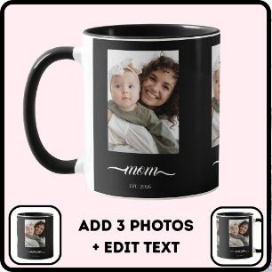 Mum Established Black Photo Elegant Custom Year Mug