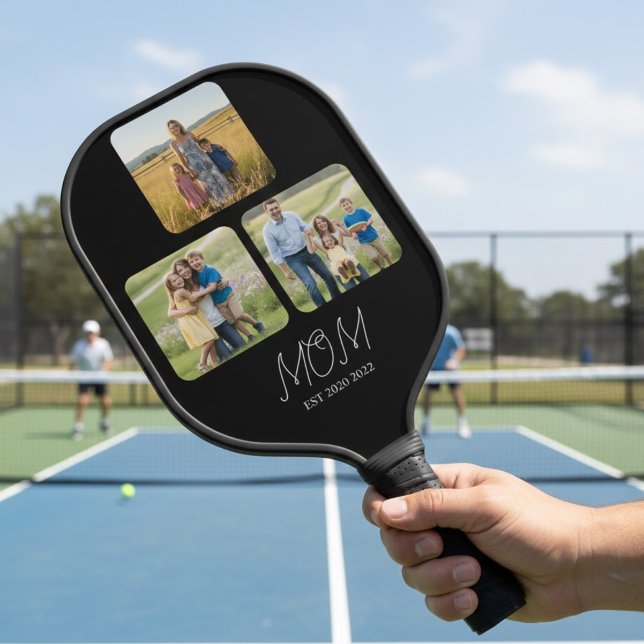Mum Established Black Script 3 Photo   Pickleball Paddle (Creator Uploaded)