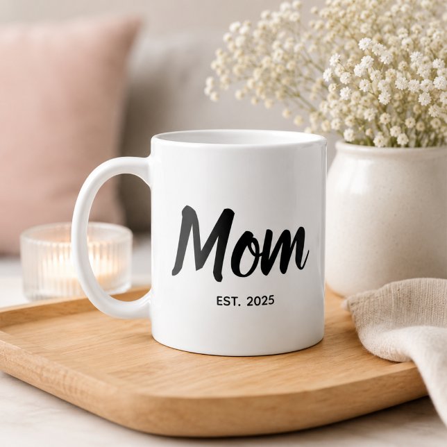  Mum Established Black Script Custom Year Coffee Mug (Add Year(s) to customize.   )