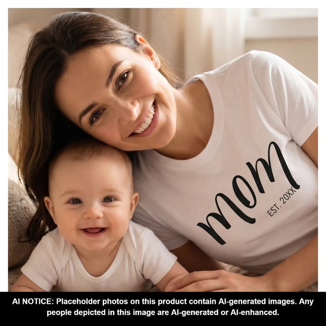 Mum Established Black Script Custom Year New Mama T-Shirt (Creator Uploaded)