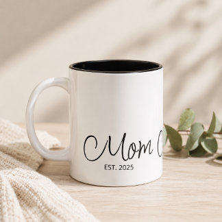 Mum Established Black Script Custom Year Two-Tone Coffee Mug