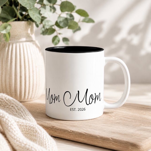  Mum Established Black Script Custom Year Two-Tone Coffee Mug (Add Year(s) to customize )