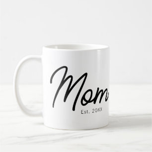 Mum Established Black Script Minimal Elegant Coffee Mug