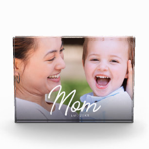 Mum Established Black Script Minimal Elegant Photo Block