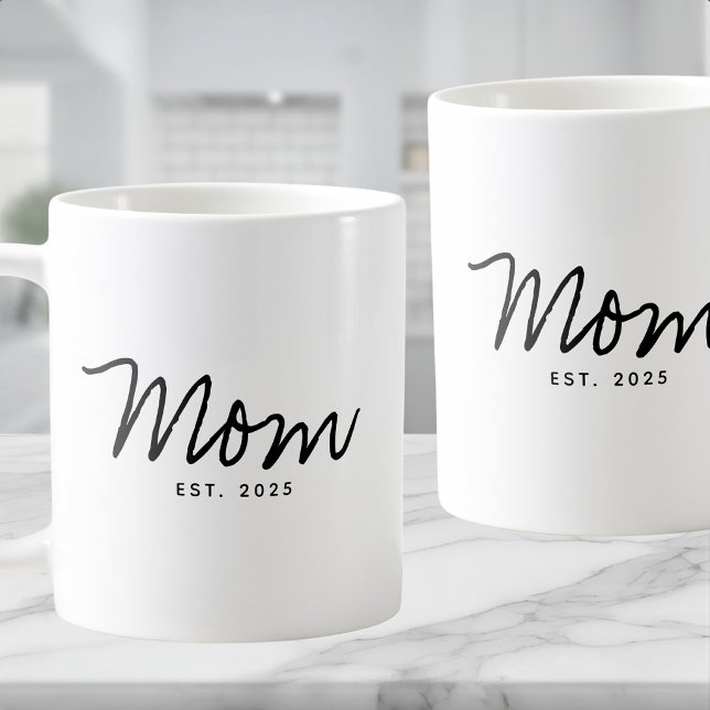 Mum Established Black Script New Mum Gift Coffee Mug (Creator Uploaded)