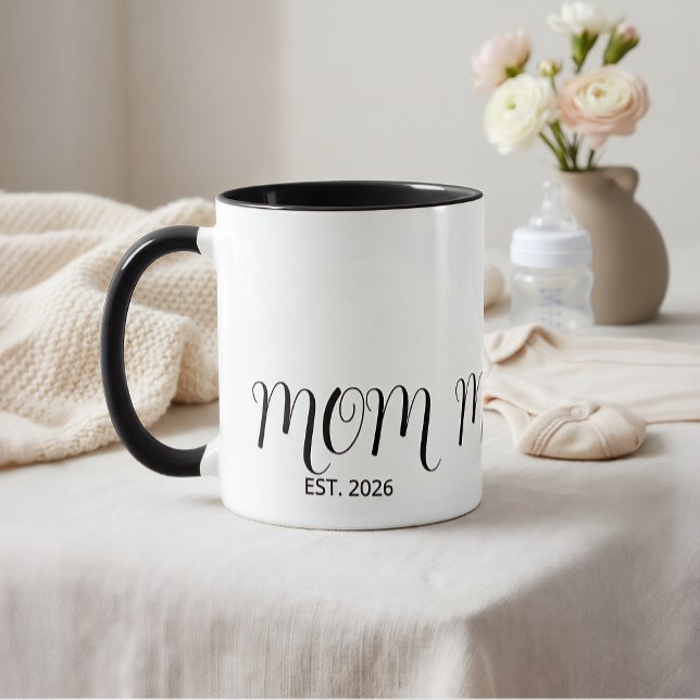Mum Established Black Script New Mum Gift  Mug (Creator Uploaded)