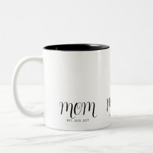 Mum Established Black Script New Mum Gift  Two-Tone Coffee Mug