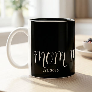 Mum Established Black Script New Mum Gift  Two-Tone Coffee Mug