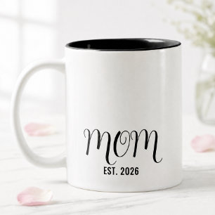 Mum Established Black Script New Mum Gift  Two-Tone Coffee Mug