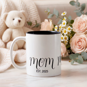 Mum Established Black Script New Mum Gift  Two-Tone Coffee Mug