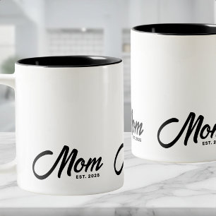 Mum Established Black Script New Mum Gift Two-Tone Coffee Mug