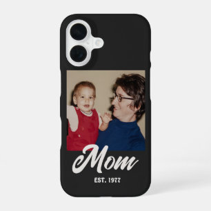 Mum Established Black Script Photo iPhone 16 Case