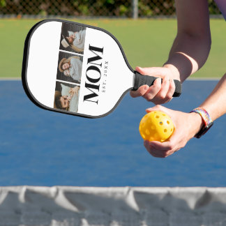 Mum Established Black Typography 3 Photo Pickleball Paddle