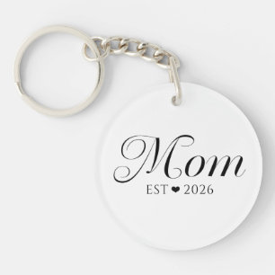 Mum Established Black White New Mum Gift Key Ring
