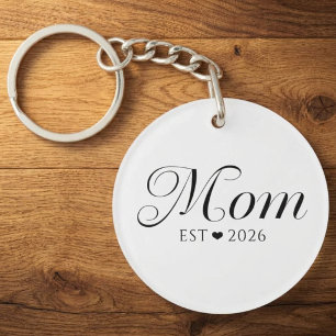 Mum Established Black White New Mum Gift Key Ring