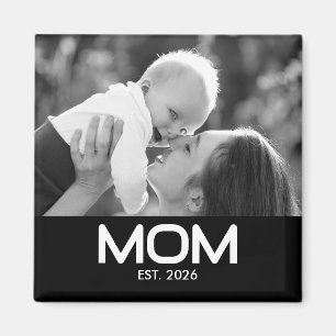 Mum Established Black White Photo Mother's Day Magnet