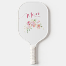 Mum Established Blush Pink Floral Watercolor Pickleball Paddle