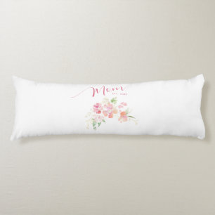 Mum Established Blush Pink Floral Watercolor White Body Cushion