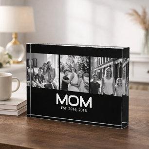 Mum Established Bold Black 3 Photo  Block