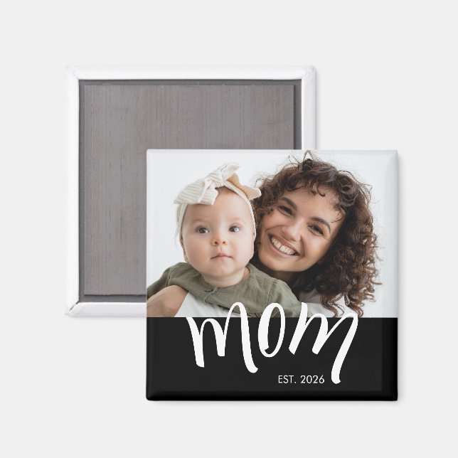 Mum Established Caps White Custom Year New Mama Magnet (Front/Back)