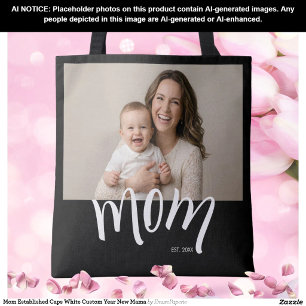 Mum Established Caps White Custom Year New Mama Tote Bag