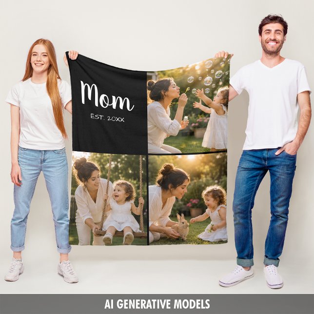 Mum Established Cosy Photo Memory Gift Fleece Blanket (Mom Established Cozy Photo Memory Gift Fleece Blanket)