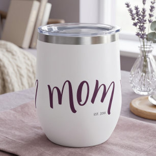 Mum Established Custom Year White Purple Script