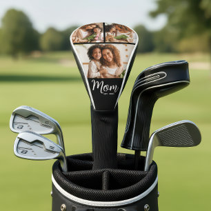 Mum Established Date Bold Script Modern 3 Photo Golf Head Cover