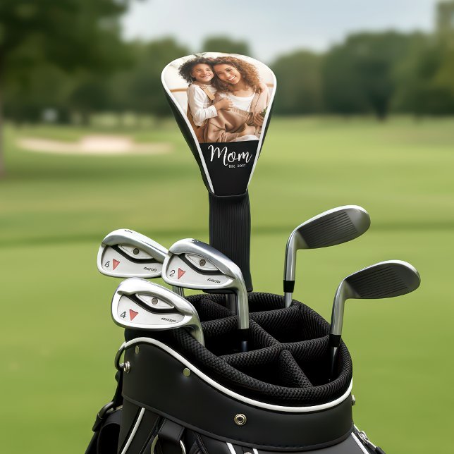Mum Established Date Modern Script Photo Stylish Golf Head Cover (Creator Uploaded)
