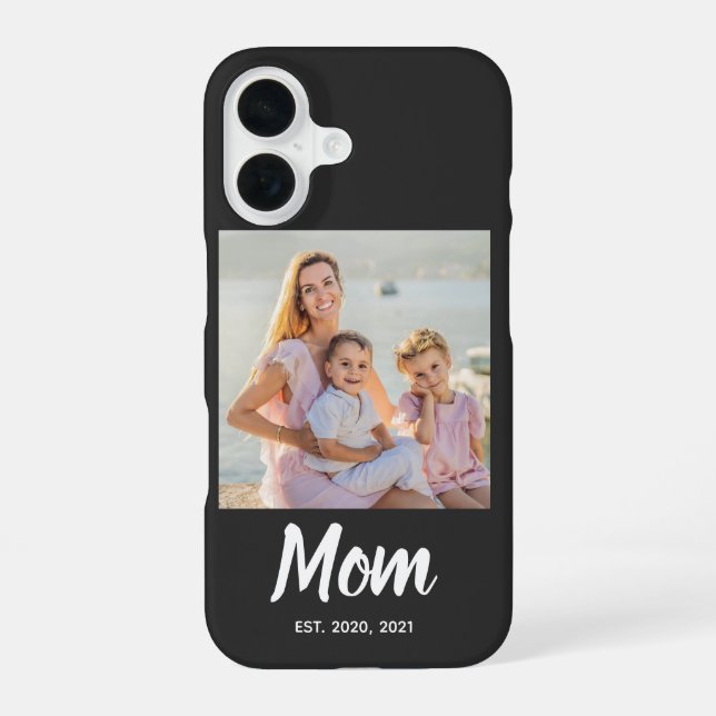 Mum Established Date Photo Script iPhone 16 Case (Back)