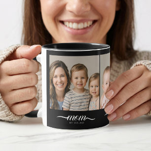 Mum Established Elegan Script Font Black 3 Photo Mug