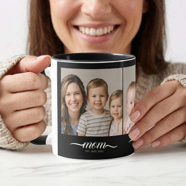 Mum Established Elegan Script Font Black 3 Photo Mug (Creator Uploaded)