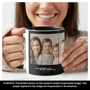 Mum Established Elegan Script Font Black 3 Photo Mug