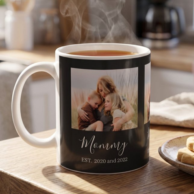 Mum Established Elegant Photo Script Black Coffee Mug (Creator Uploaded)