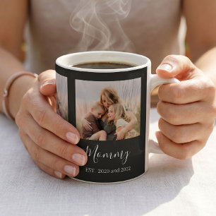 Mum Established Elegant Photo Script Black Coffee Mug