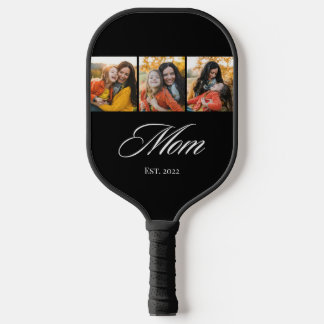 Mum Established Elegant Script 3 Photo Pickleball Paddle