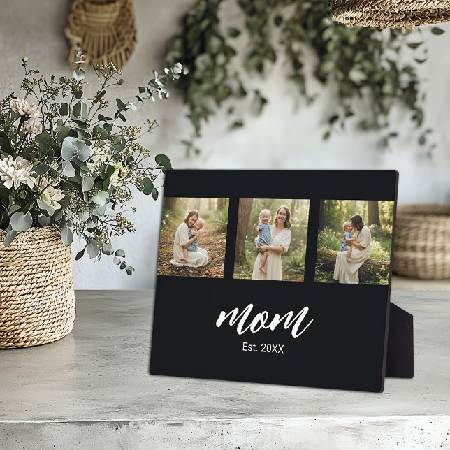 Mum Established Elegant Script Black 3 Plaque (Creator Uploaded)