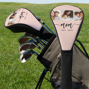 Mum Established Elegant Script Blush Pink 3 Photo Golf Head Cover