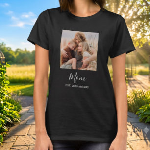 Mum Established Elegant Script Photo T-Shirt