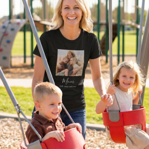 Mum Established Elegant Script Photo T-Shirt