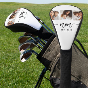 Mum Established Elegant Script White 3 Photo Golf Head Cover