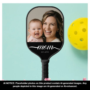 Mum Established Fun Script Photo Custom Pickleball Paddle