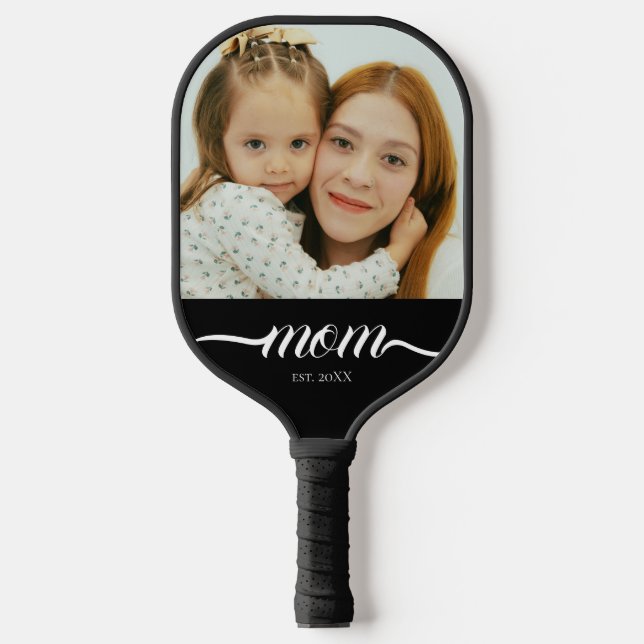 Mum Established Fun Script Photo Custom Pickleball Paddle (Front)