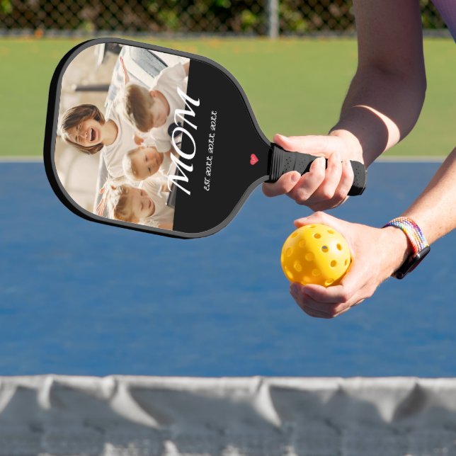 Mum Established Fun Script Photo Heart Pickleball Paddle (Insitu)