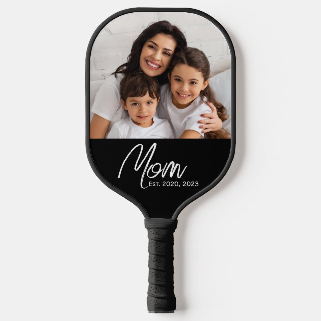Mum Established Fun Script Photo Pickleball Paddle (Front)