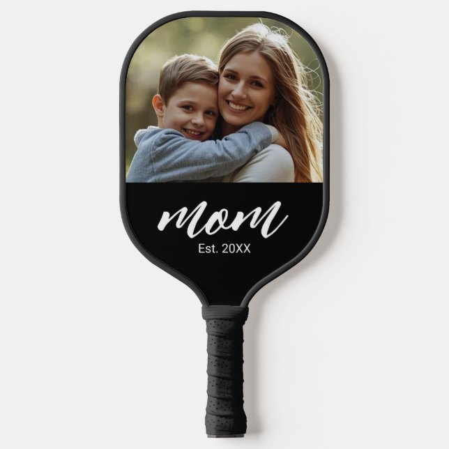 Mum Established Fun Script Photo Pickleball Paddle (Front)