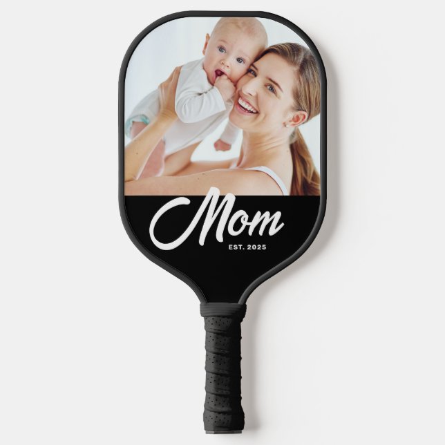Mum Established Fun Script Photo Pickleball Paddle (Front)
