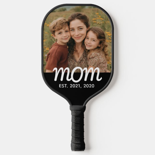 Mum Established Fun Script Photo Pickleball Paddle (Front)