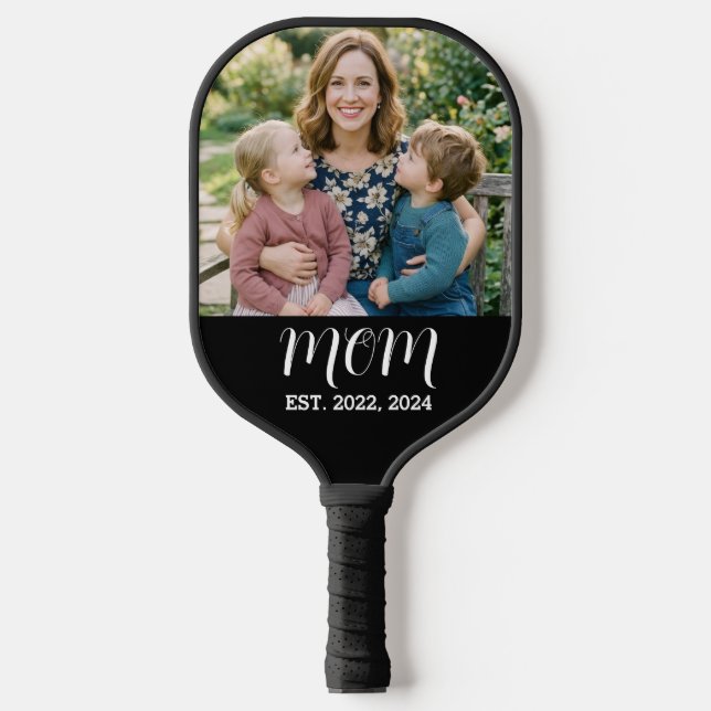 Mum Established Fun Script Photo Pickleball Paddle (Front)
